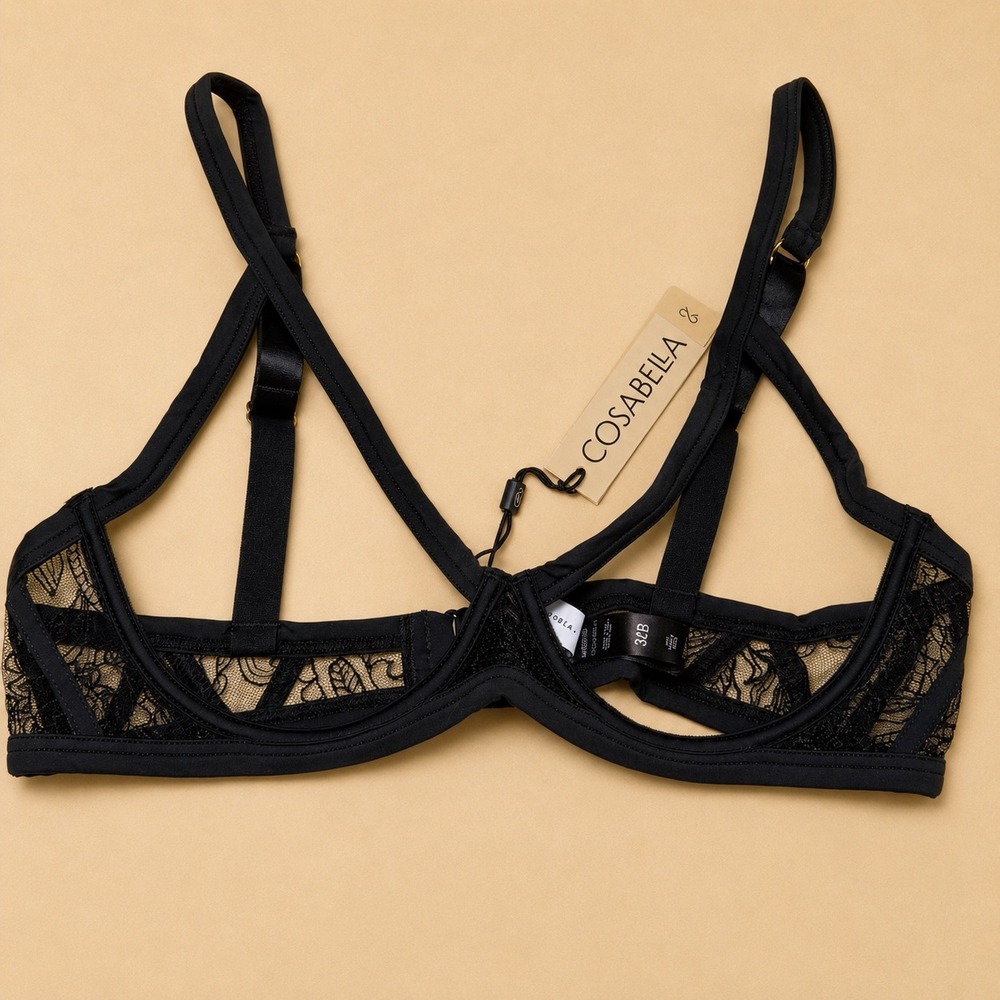 Cosabella Sardegna Embroidered Ouvert Bra Black - Size 34B / NWT - Picture 3 of 9